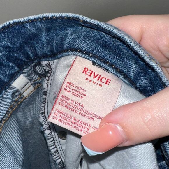 Revice StarGirl High Rise Button Fly Straight Leg Jeans Solid Blue Size 26 - Picture 5 of 6